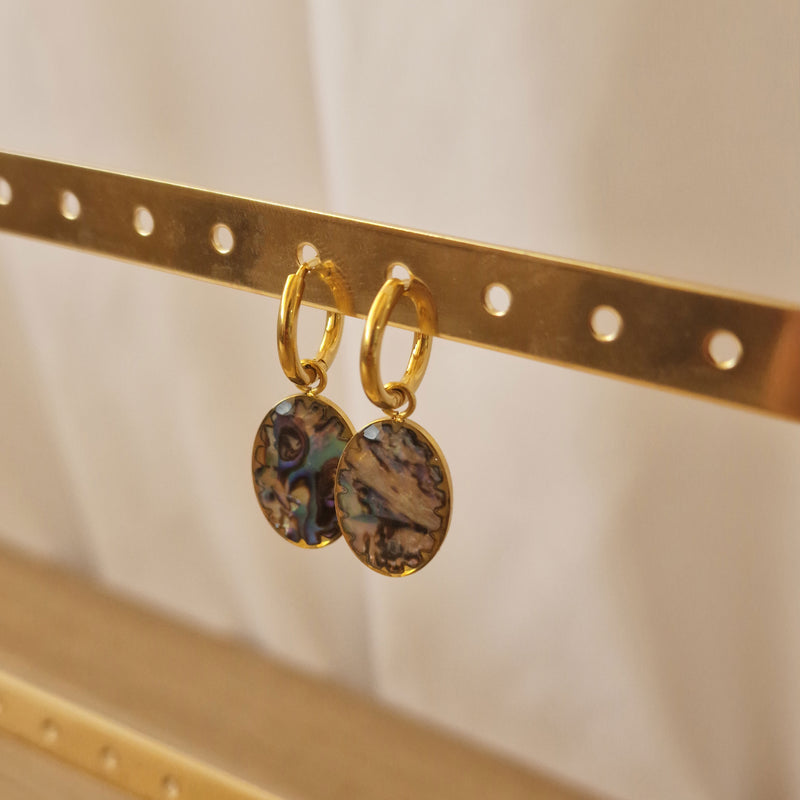 Pendientes piedras multicolor acero dorado - DiversoWomen