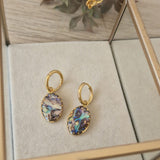 Pendientes piedras multicolor acero dorado - DiversoWomen